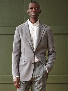 TODD SNYDER Charcoal Grey Italian Wool Hopsack Peak Lapel Sport Coat, Size 44R